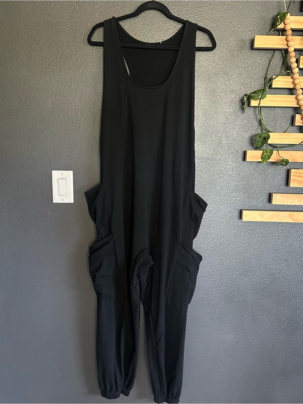 Free People Inspired Black Oversized Harem Jumpsuit Romper Medium - Picture 2 of 5